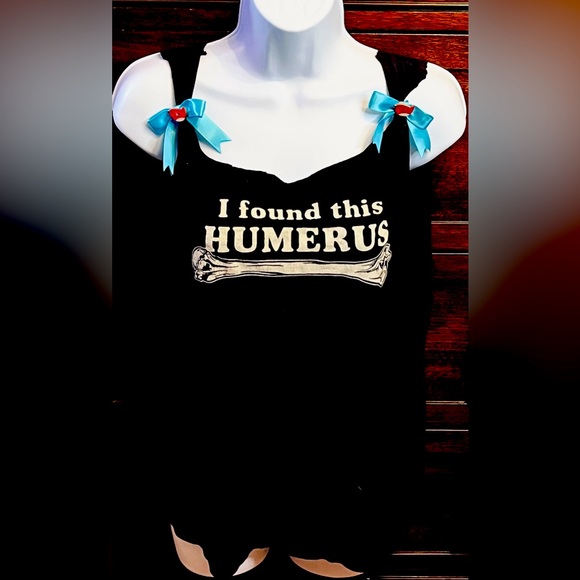 Upcycled Humerus Cut Out Tank with Adorable Blue Bows and Red Birds Size Large - Picture 1 of 5